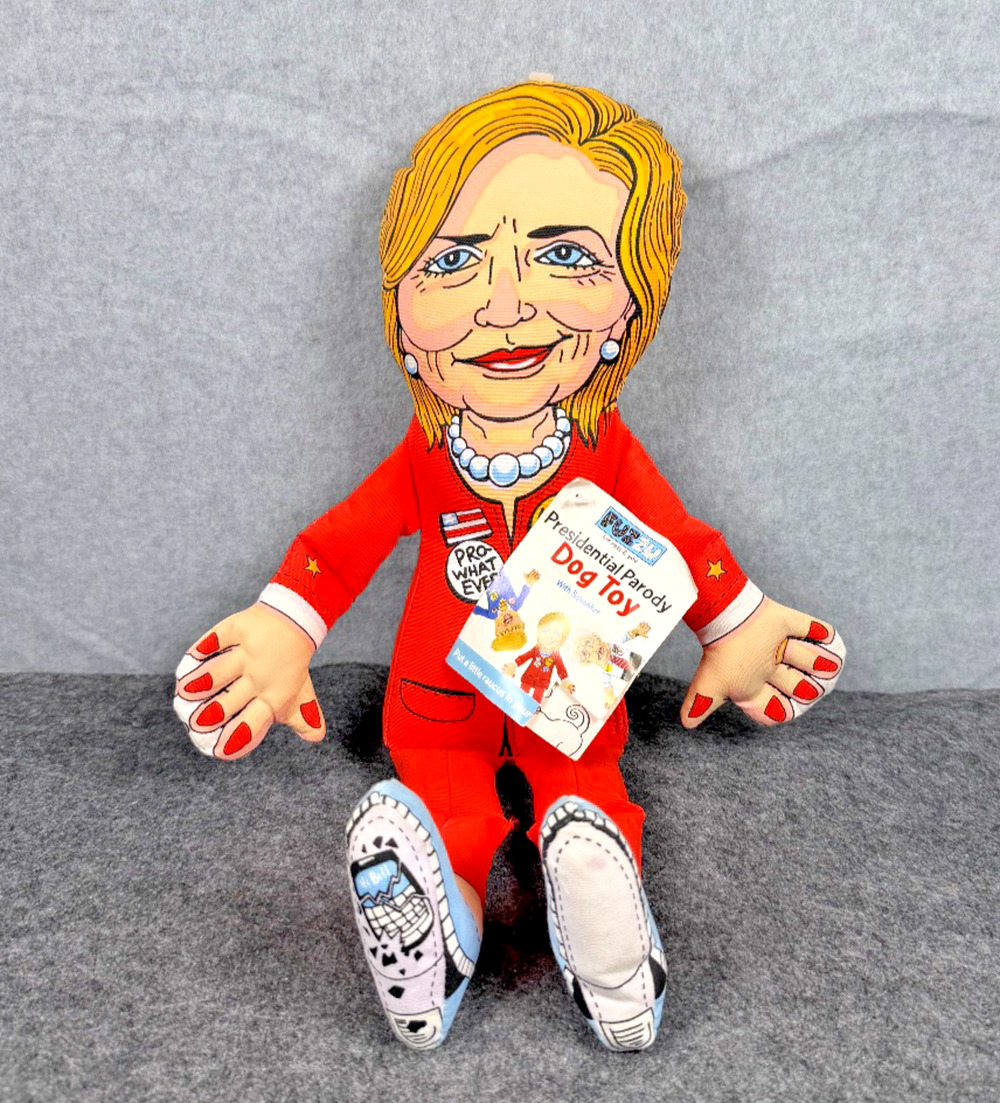 2016 Fuzzu Presidential Parody Hillary Clinton Plush Dog Toy 16" NWT